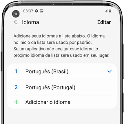 Lista de línguas Samsung