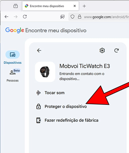 Bloquear Mobvoi Ticwatch Pro 2020 remotamente