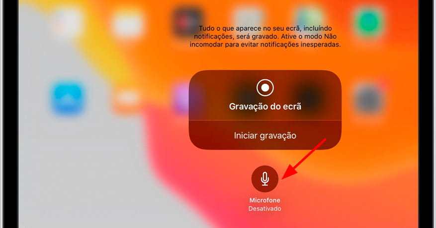 Ativar microfone de gravação de tela