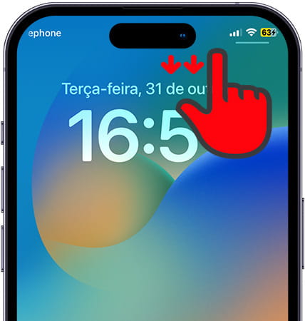 Abra o Centro de Controlo no Apple iPhone 16 Plus