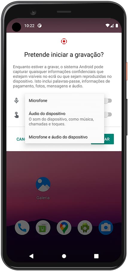 Tela do Android com som de gravação de mensagem Spark 10