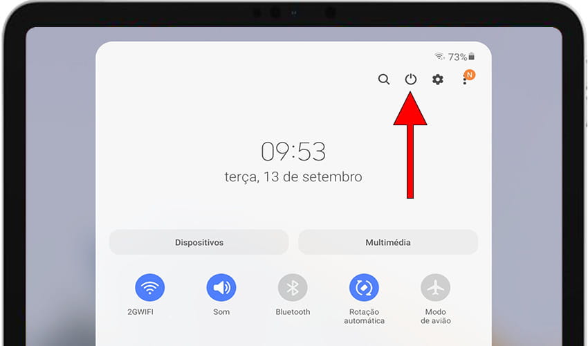 Botão desligar no painel rápido Android