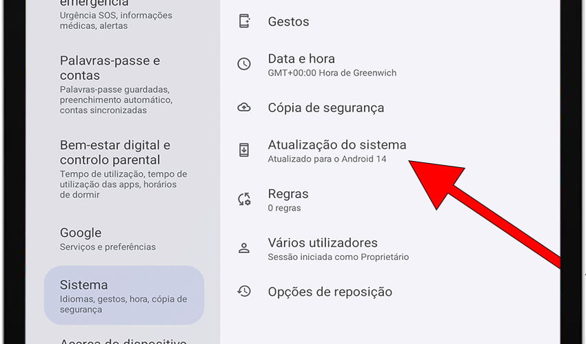 Atualizações de software Android
