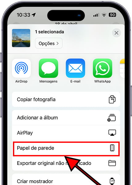 Use como papel de parede da galeria no iPhone